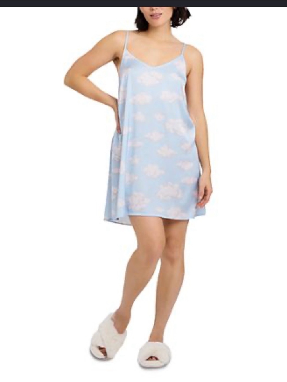 Aqua Lounge New Small Light Blue Cloud Print Slip Chemise